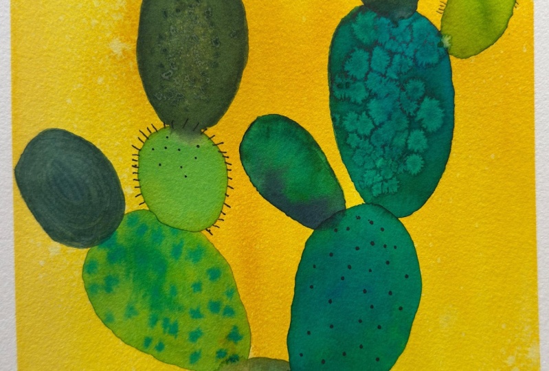 Cactus using liquid watercolour