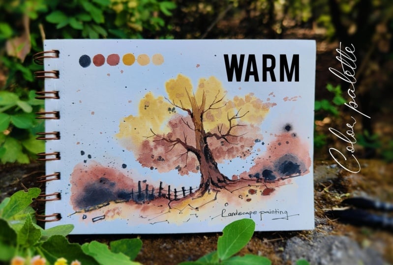 Watercolor Landscape With a Warm Color Palette