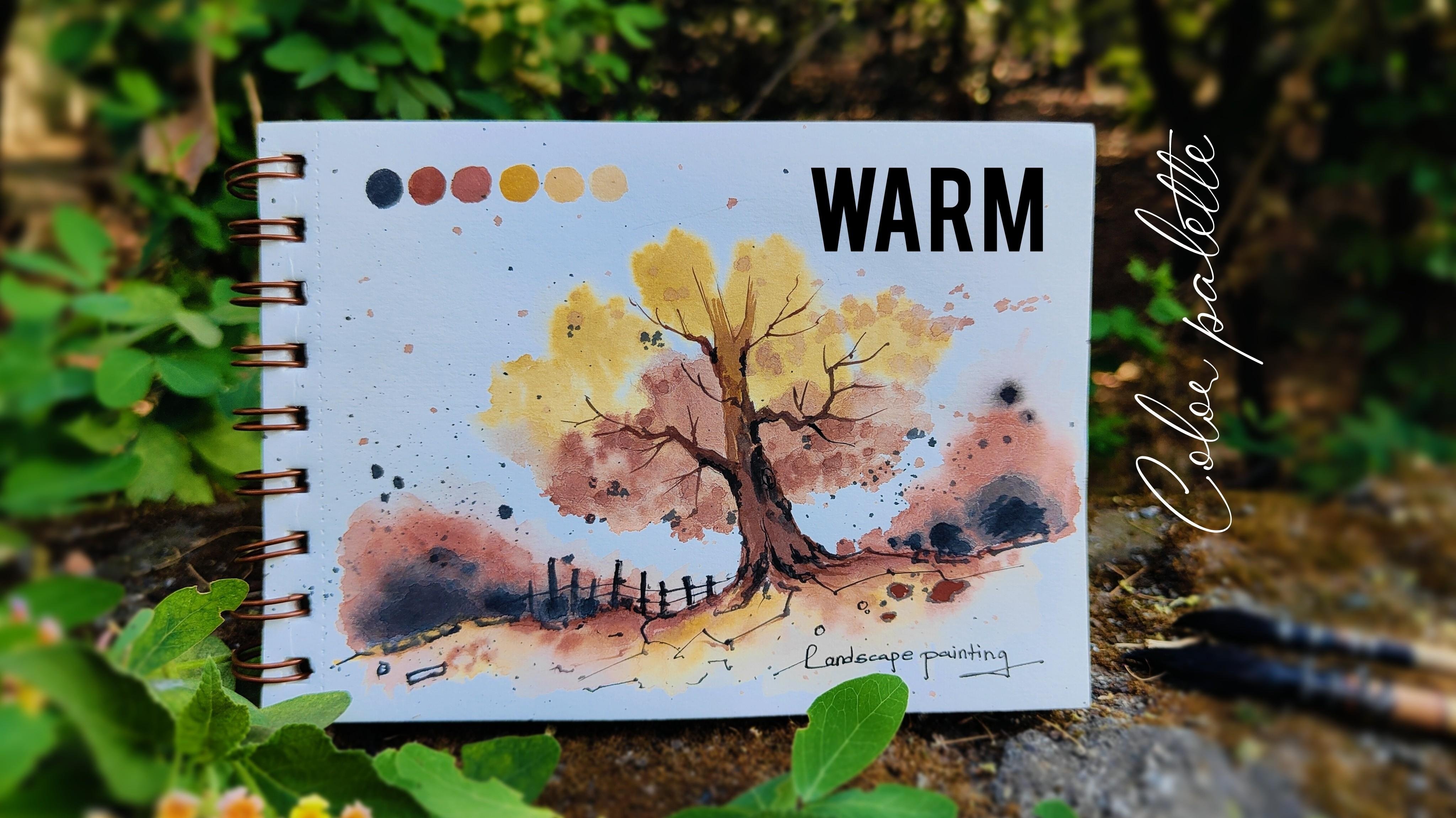 Watercolor Landscape With a Warm Color Palette - student project