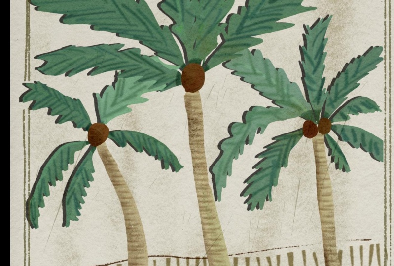Gouache palm trees