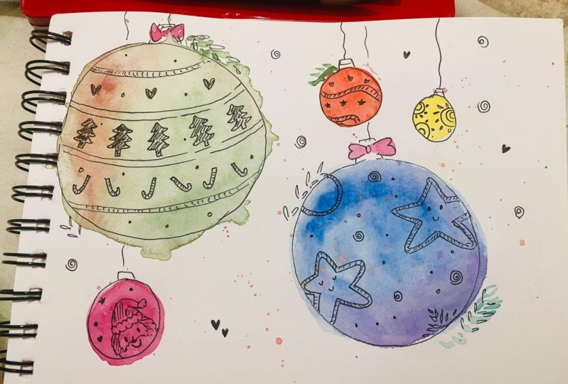 Watercolor Baubles
