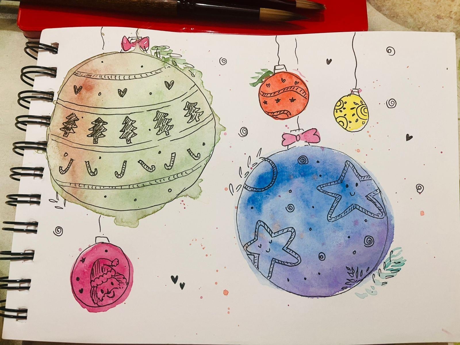 Watercolor Baubles - student project
