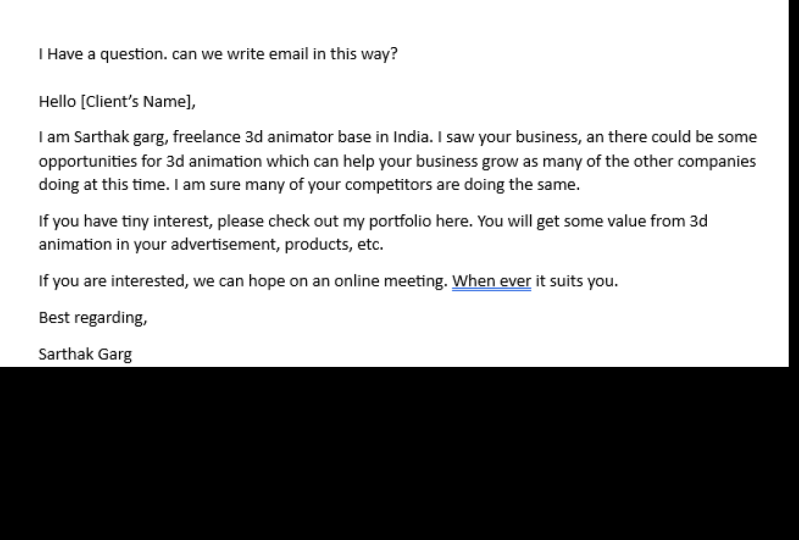 email for 3d freelancing.