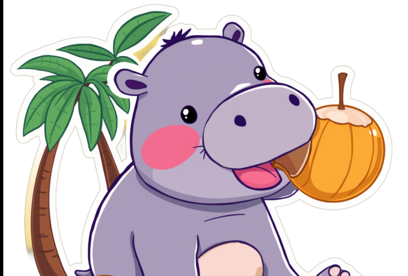 Cute Hippo Sticker