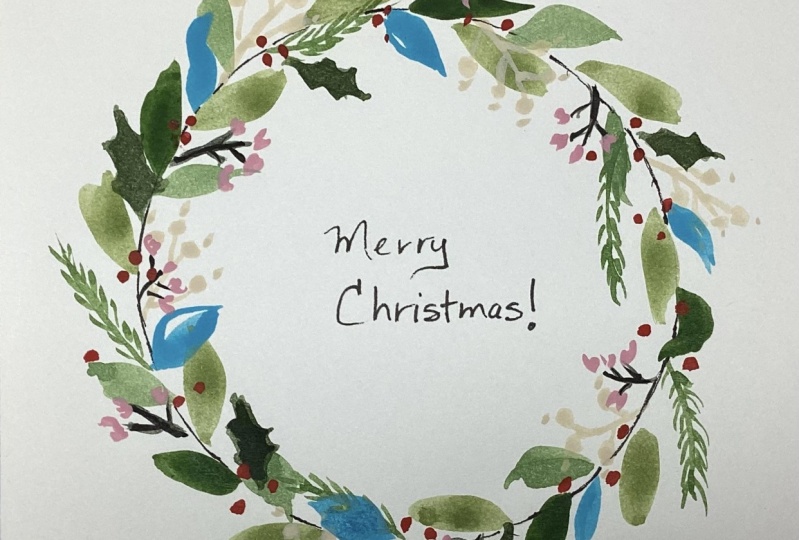 Gouache  Christmas wreath