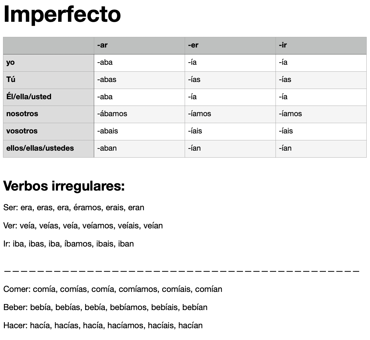 Imperfecto - student project