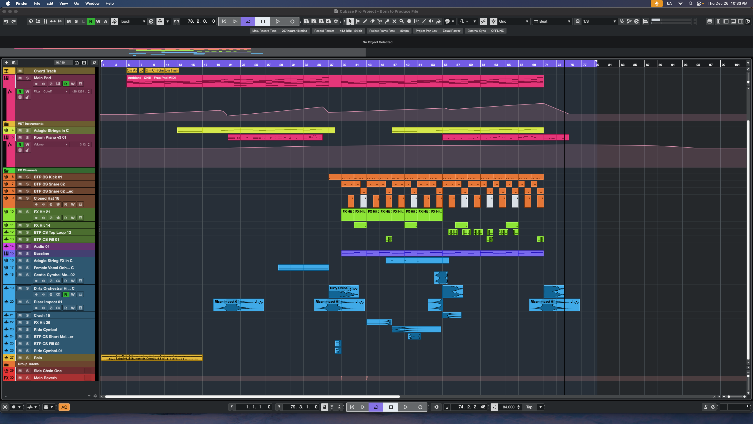 Born to Produce Cubase Ambient Song - student project