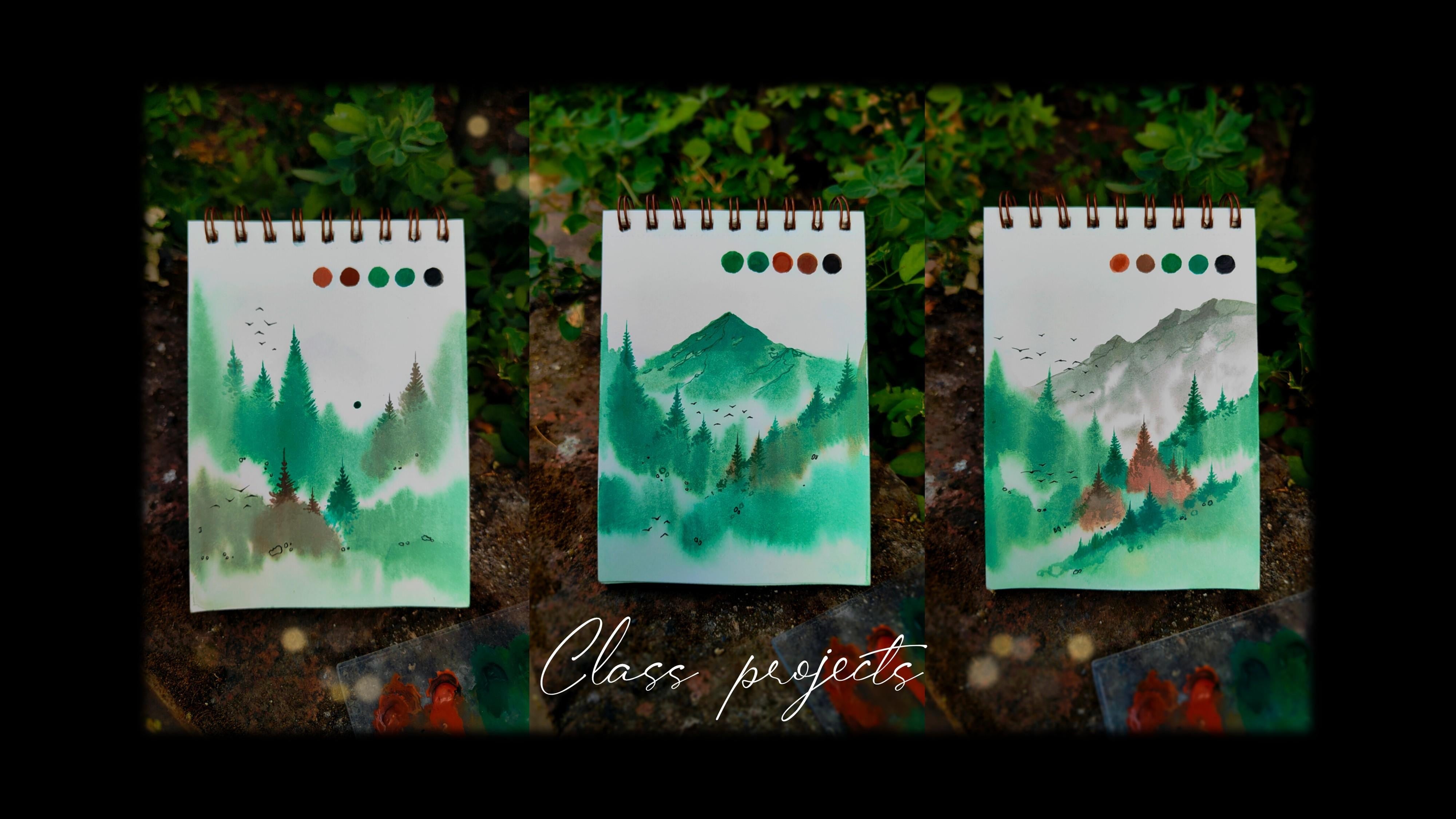 Dense Forest Landscape With Watercolors - student project