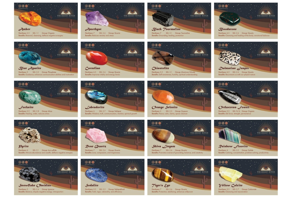 20 gem info cards - student project