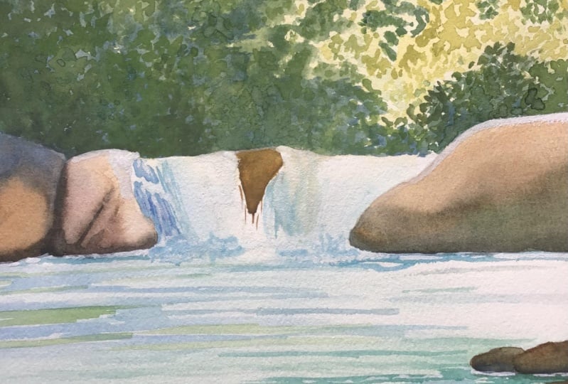 Watercolour waterfall painting