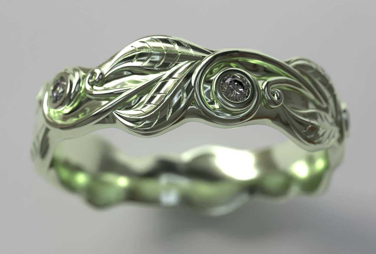 Art Nouveau Ring With Diamonds - student project