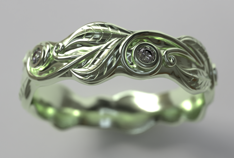 Art Nouveau Ring With Diamonds
