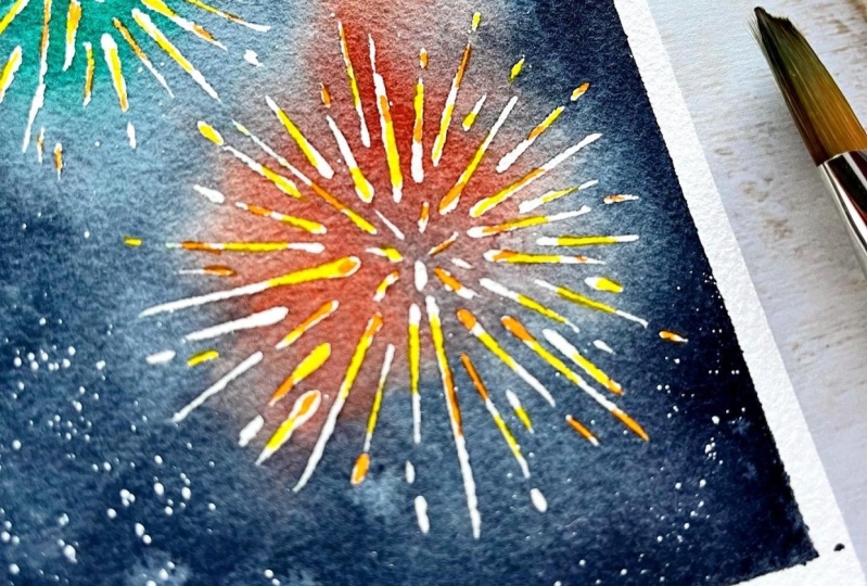 “Fireworks in Watercolor” class by Anna Zadorozhnaya