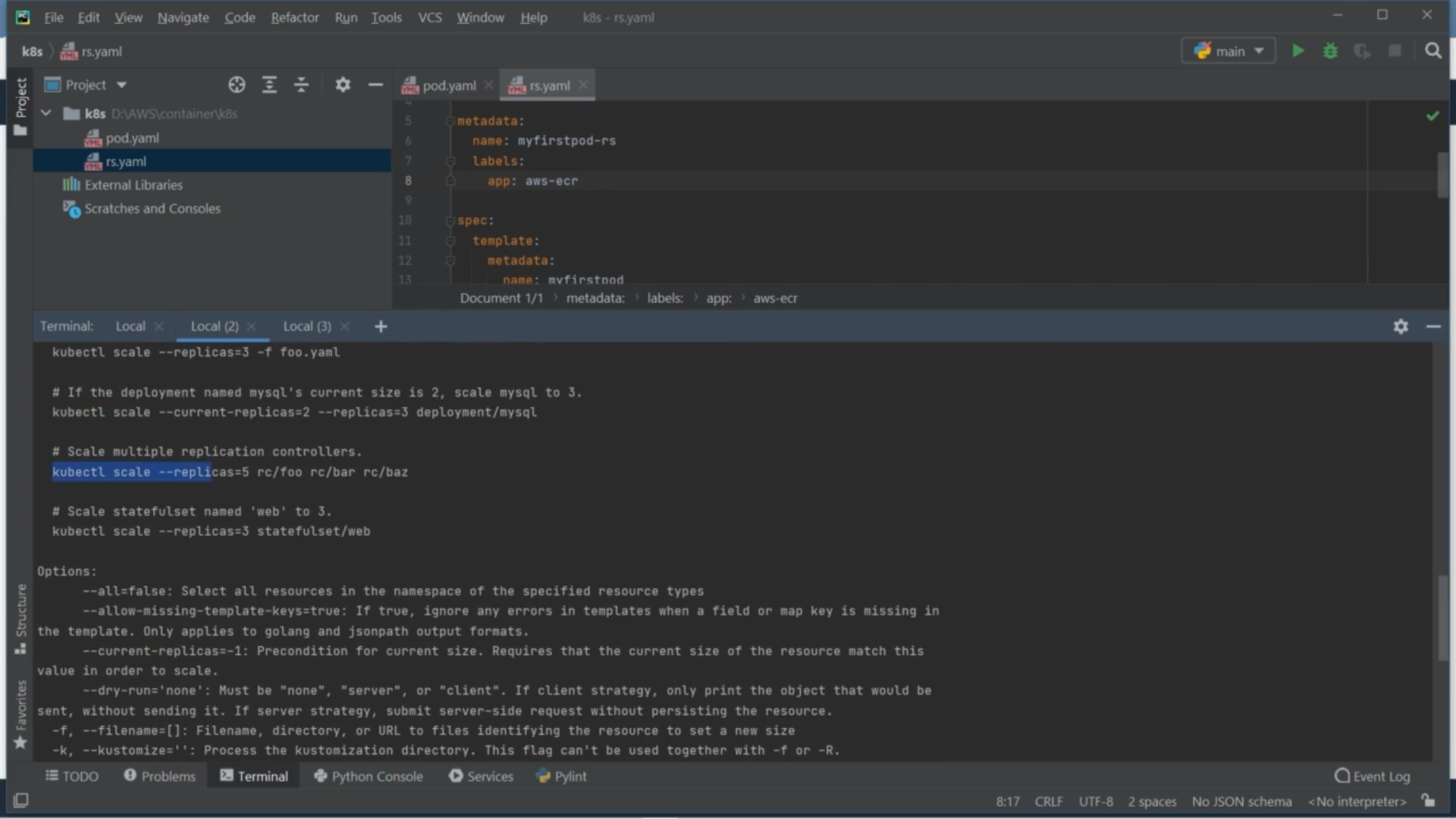 aws eks - student project