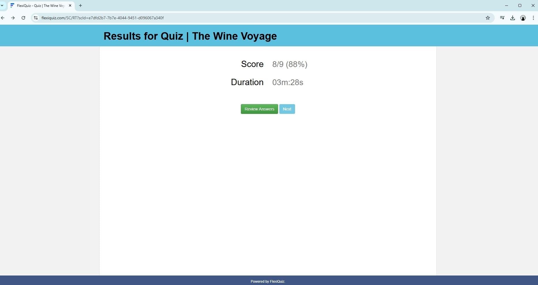 Quiz | The Wine Voyage - score - student project