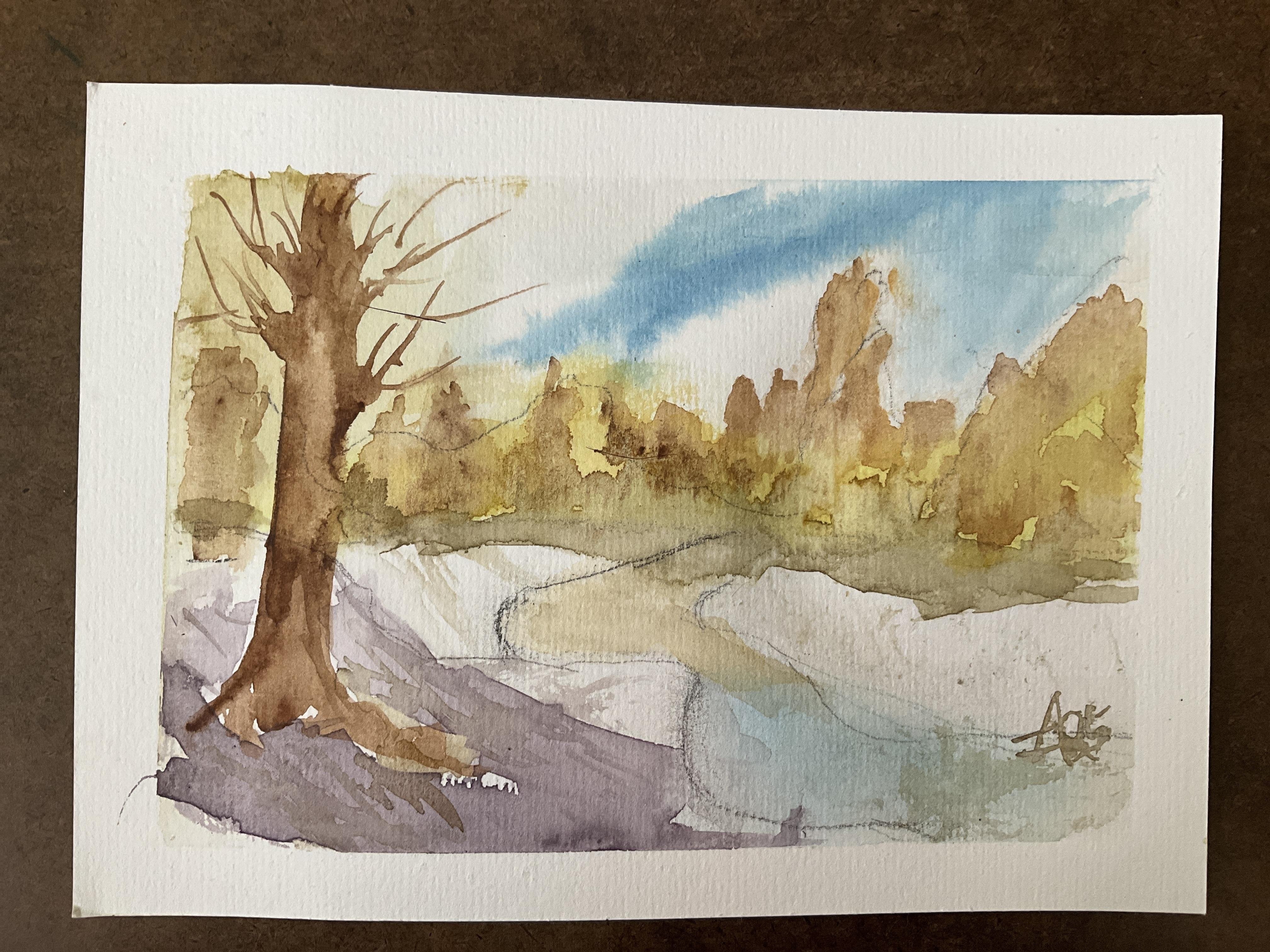Landscape On Wet Paper - student project