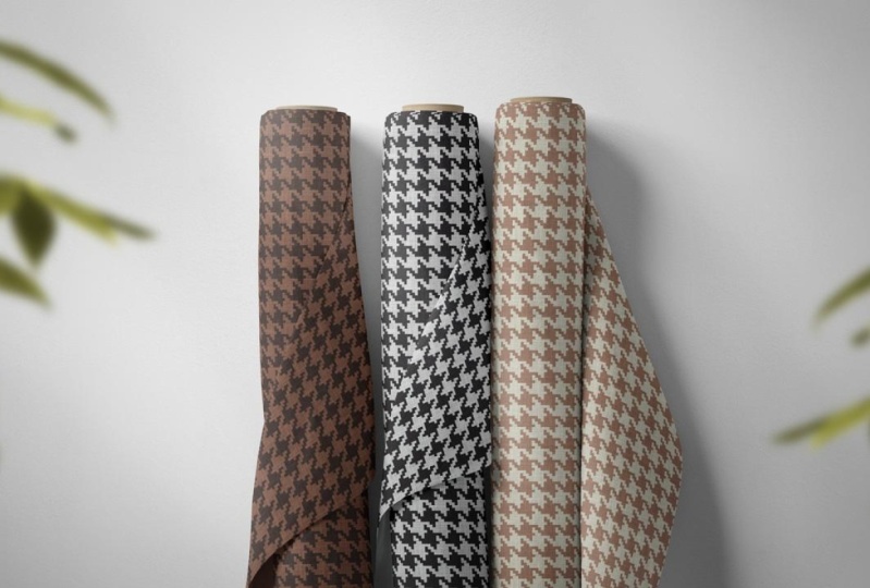 Houndstooth Fabric Rolls in Three Color Variants