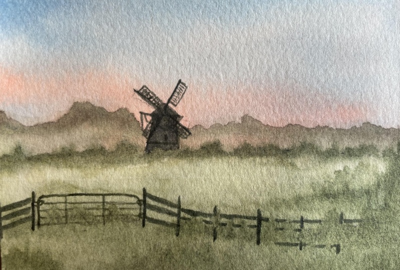 E Azeeva. Windmill in Fog