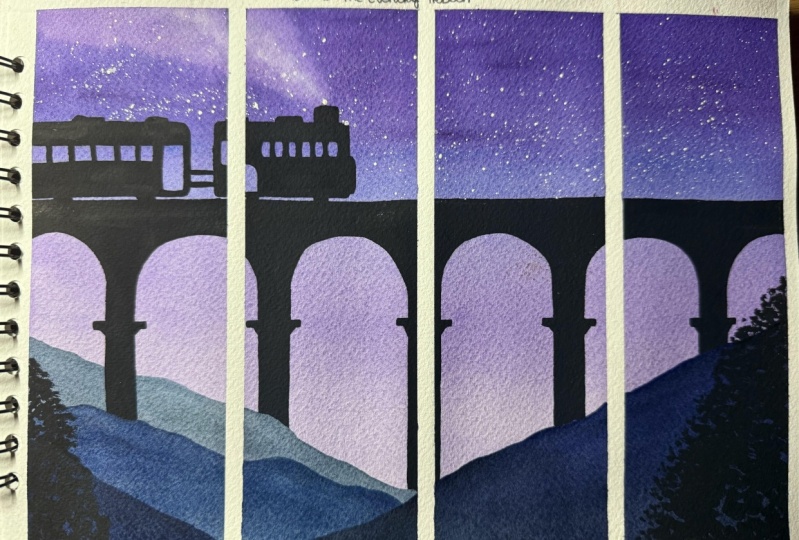 4 part watercolor landscapes