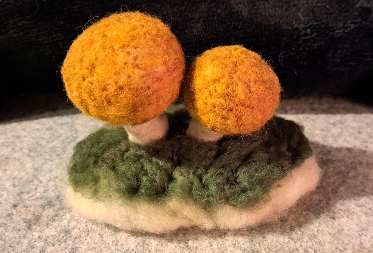 felted mushrooms - student project