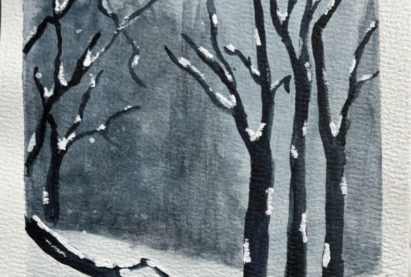 Snow capped winter landscape with Sukrutha Jagirdhar