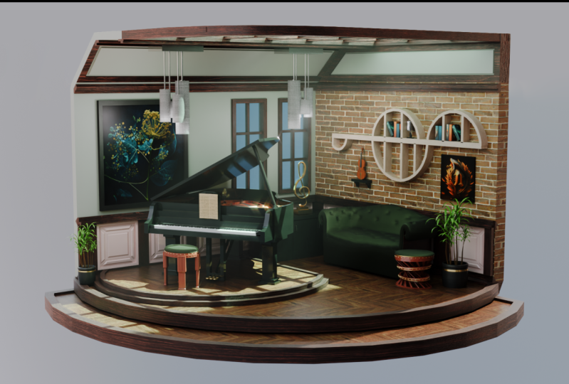 Isometric Piano Room