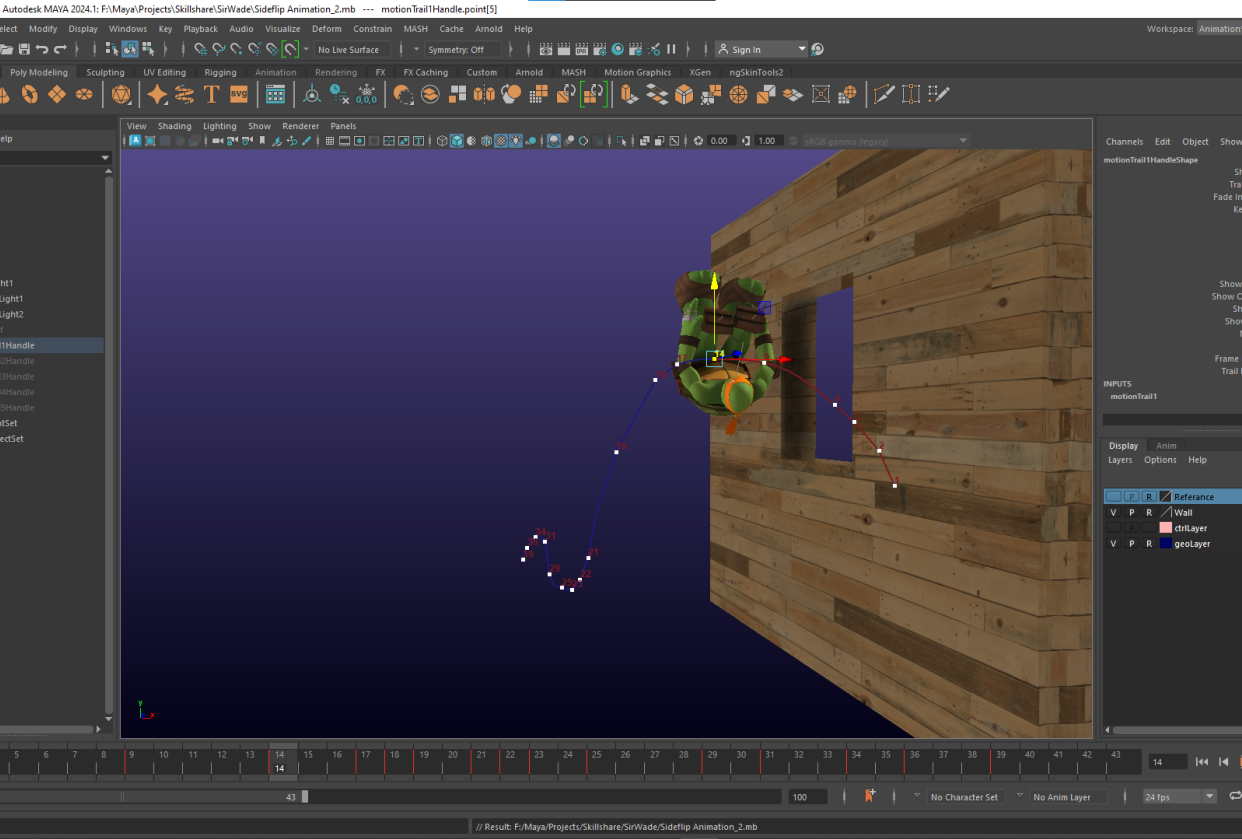 Refining Sideflip Animation - student project