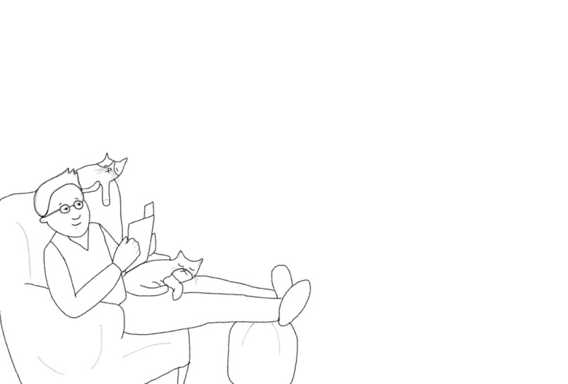 dad with cats character study