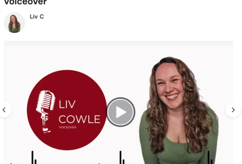 Liv Cowle Voiceover Fiverr Page