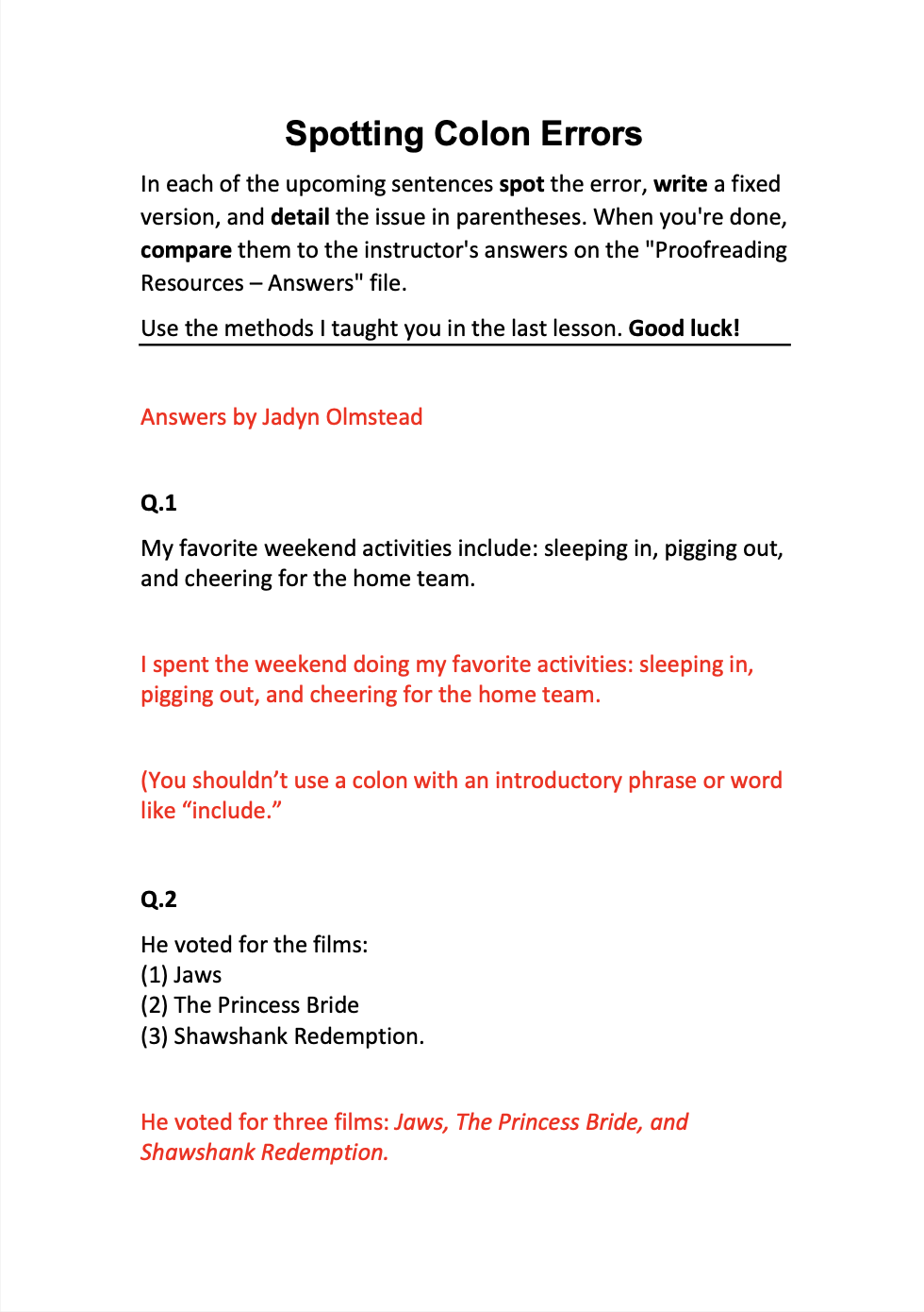 Spotting Colon Errors