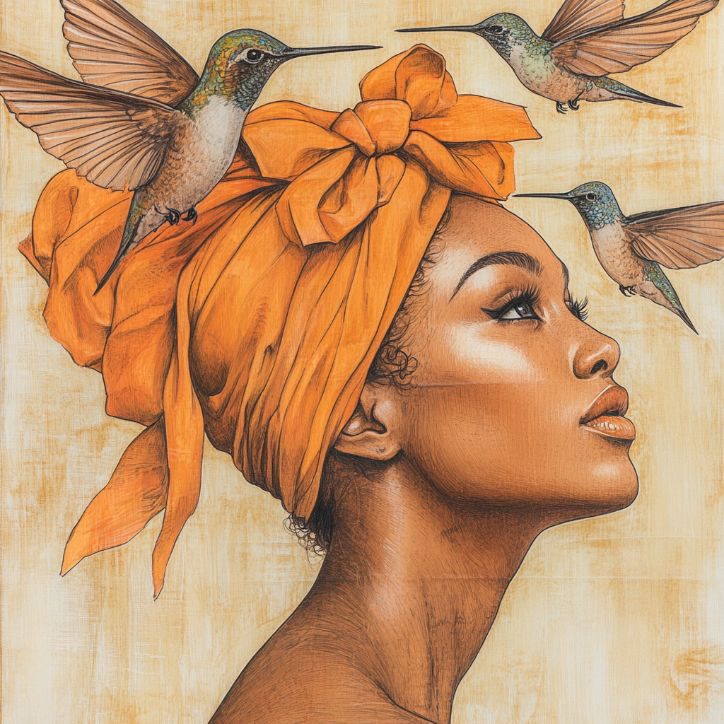 Humming birds w/ open wings - student project