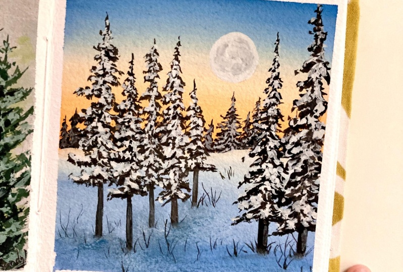 Gouache winter art
