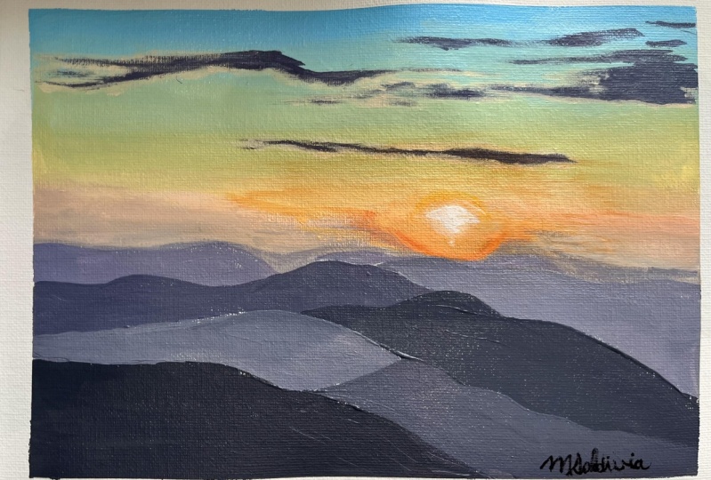Acrylic Landscape With Sunset