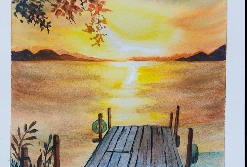 Watercolor colorful garden