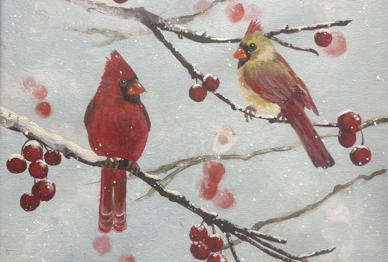 Winter berries w acrylics