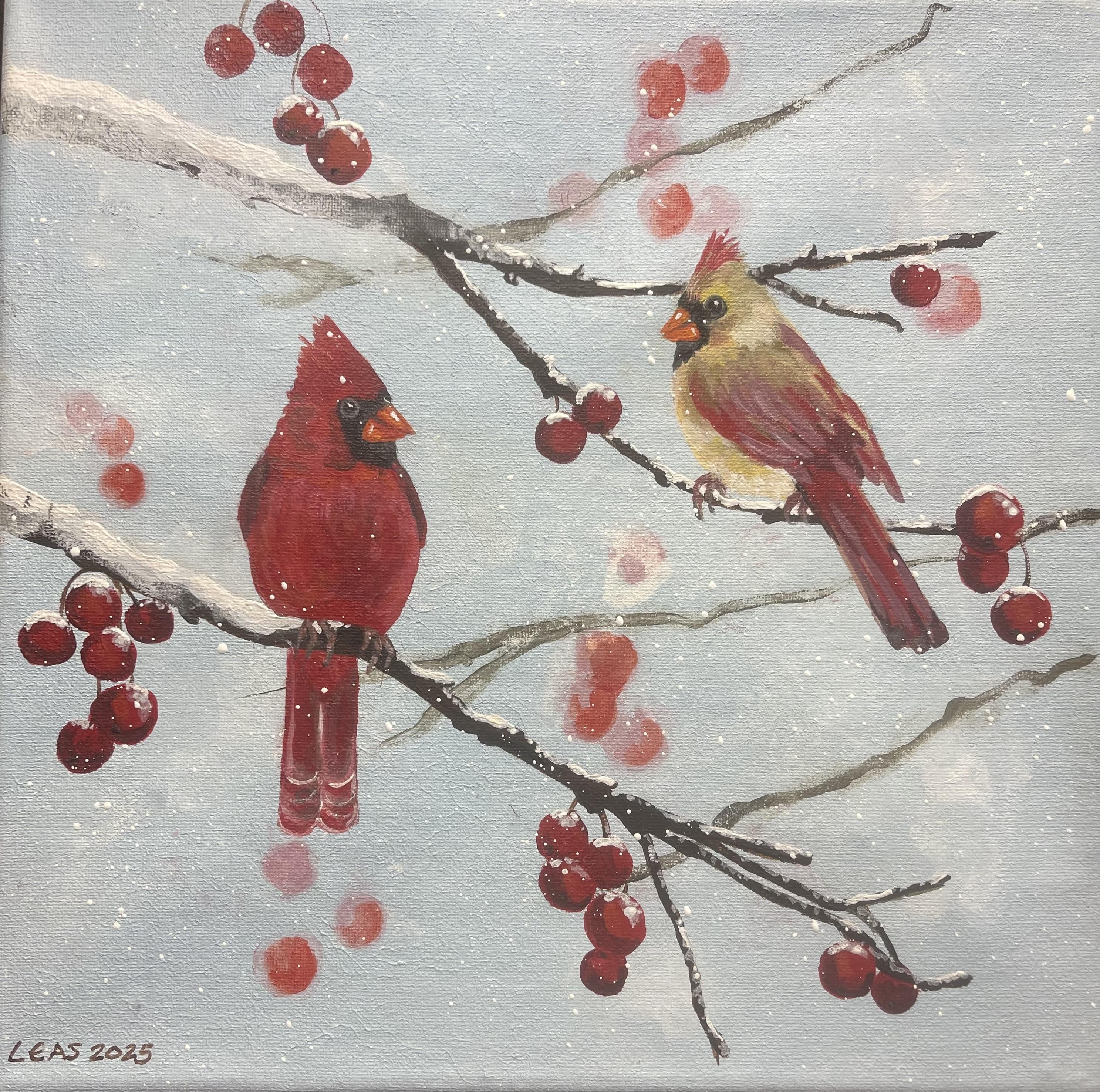 Winter berries w acrylics - student project