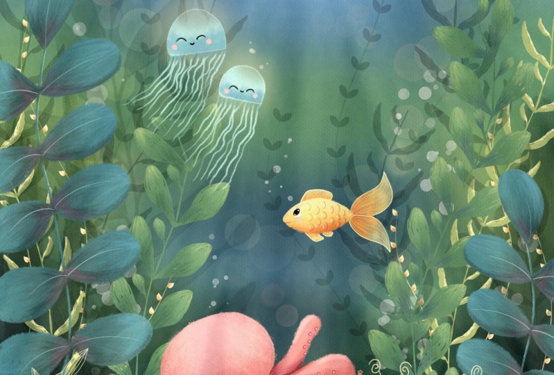 How to create a cute and magical under water scene using Procreate