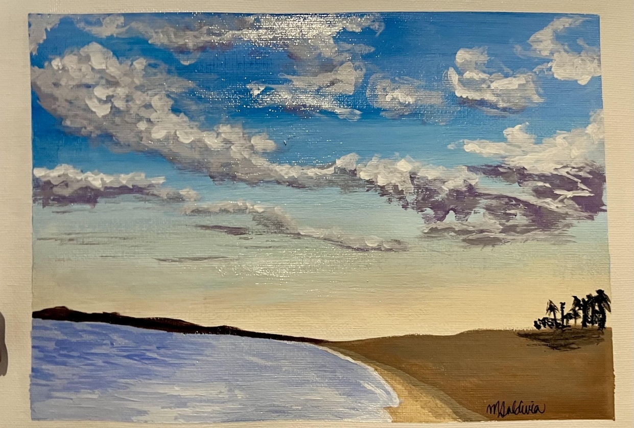 Acrylic Cloudy Sunset Beach - student project