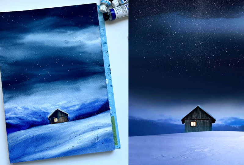 12 days of Winter landscapes in Watercolor