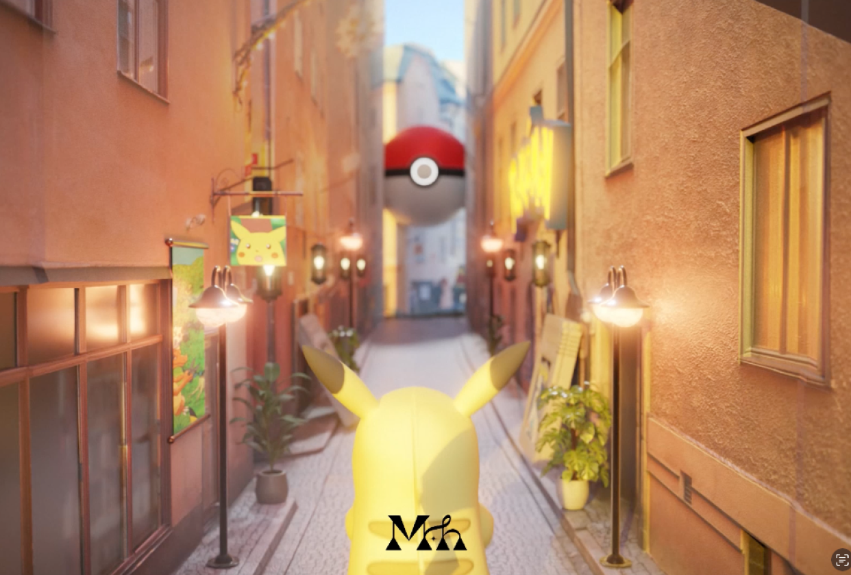Pikachu walks in valley - student project