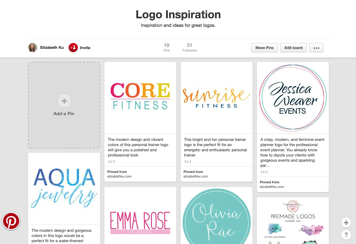Pinterest Board: Logo Inspiration - student project