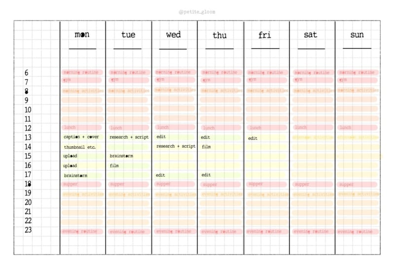 My Content Creation Schedule