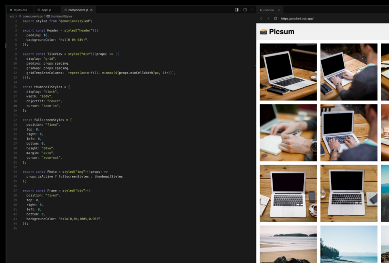 Gallery from Intro to React