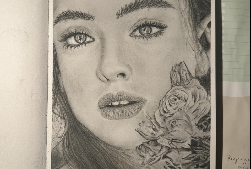 Charcoal portrait drawing by Suza