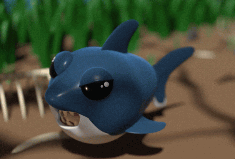 Shark Swimming Through Bones
