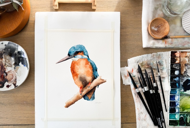 Loose Watercolor Kingfisher