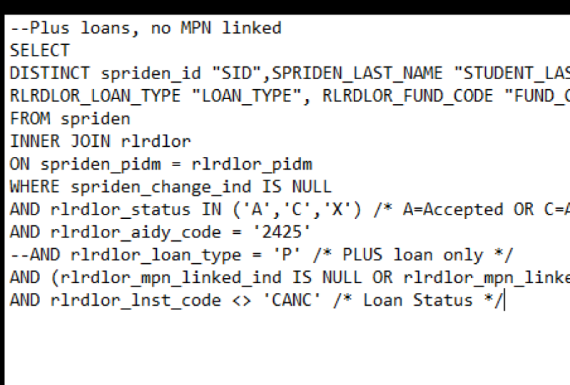 Query for loans missing an MPN