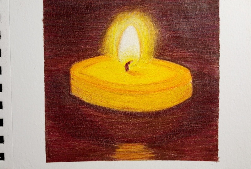 Candle in colored pencil