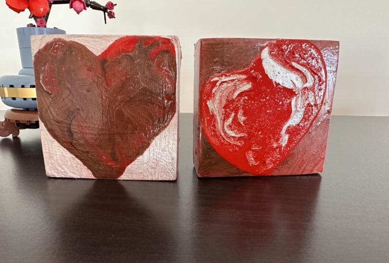 Poured Paint Hearts on 3" Cradled Panels