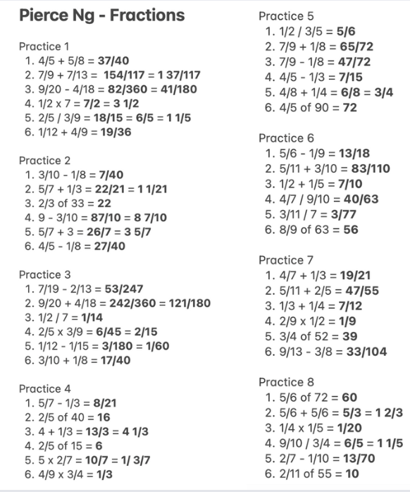 Fractions - student project